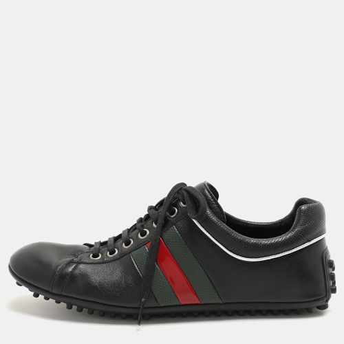 Gucci Black Leather Web Trainers Sneakers Size 40 - Gucci - Modalova