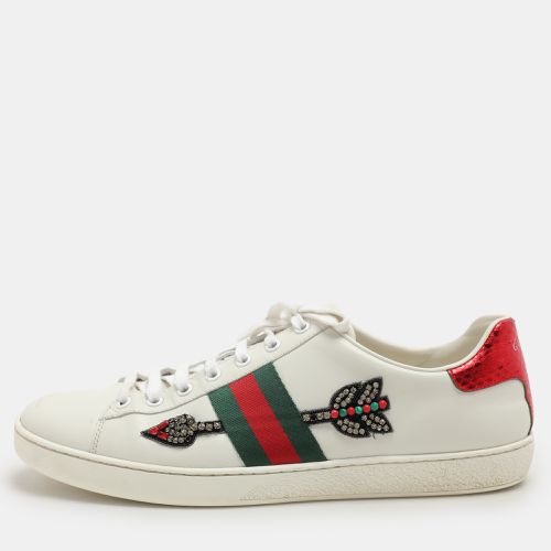 Gucci White Leather Ace Embellished Low Top Sneakers Size 41.5 - Gucci - Modalova