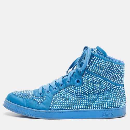 Gucci Blue Satin and Coda Crystals High Top Sneakers Size 44 - Gucci - Modalova