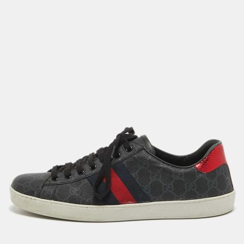 Gucci Black Coated Canvas and Python Embossed Leather Ace Low Top Sneakers Size 43.5 - Gucci - Modalova