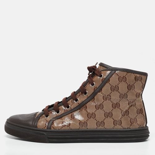 Brown Coated Canvas and Leather California High Top Sneakers Size 38.5 - Gucci - Modalova