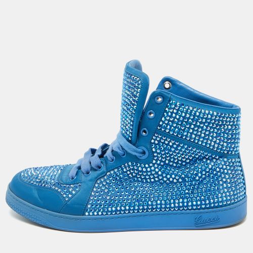 Gucci Blue Satin Coda Crystal Embellished High Top Sneakers Size 42 - Gucci - Modalova