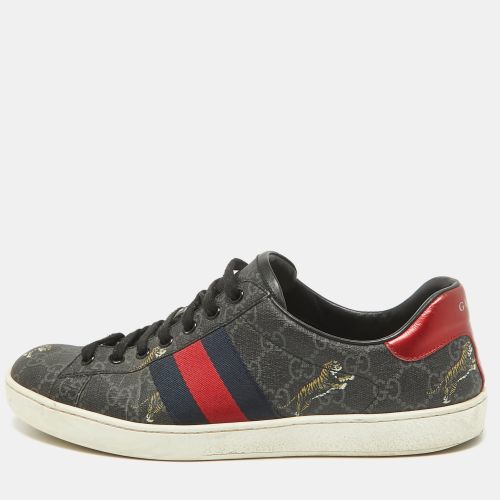 Gucci Black GG Supreme Canvas Web Ace Tiger Low Top Sneakers Size 42.5 - Gucci - Modalova