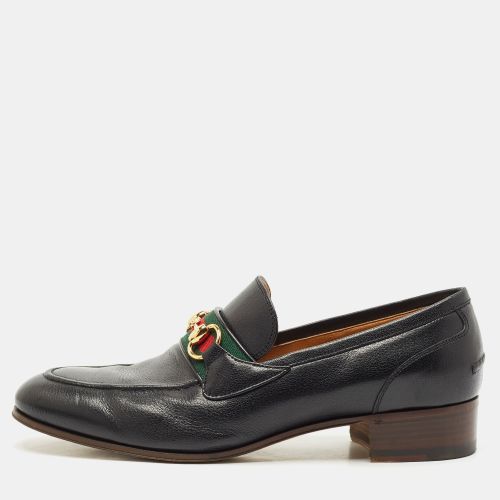 Gucci Black Leather Web Stripe Horsebit Loafers Size 41.5 - Gucci - Modalova