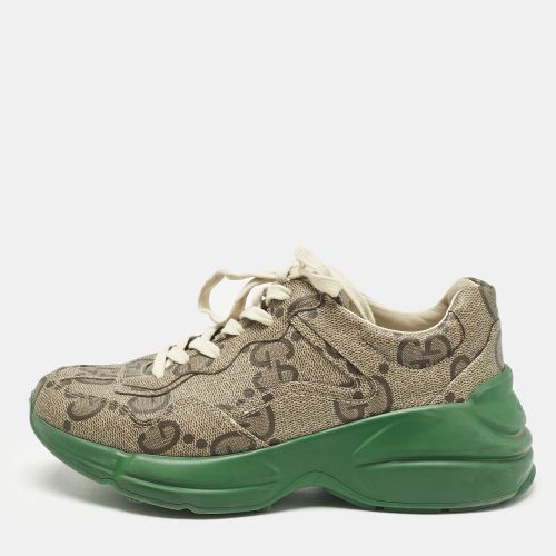 Gucci Beige Canvas Rhyton Low Top Sneakers Size 39.5 - Gucci - Modalova