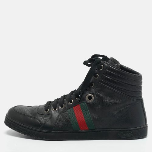 Gucci Black Leather Web Detail High Top Sneakers Size 42 - Gucci - Modalova
