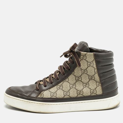 Gucci Brown/Grey GG Supreme Canvas and Leather Cap Toe High Top Sneakers Size 40.5 - Gucci - Modalova