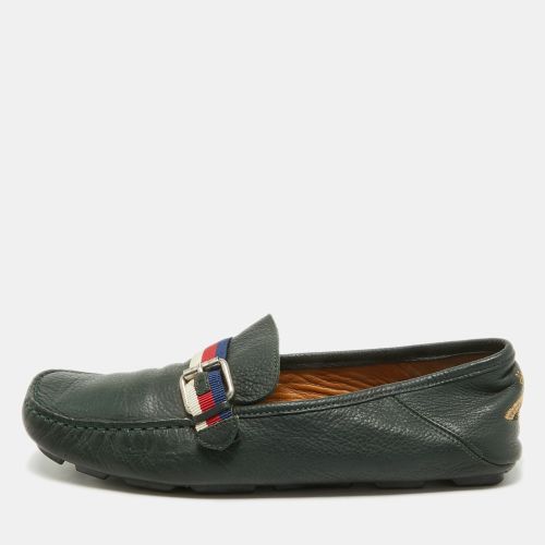 Gucci Green Leather Web Driver Loafers Size 40 - Gucci - Modalova