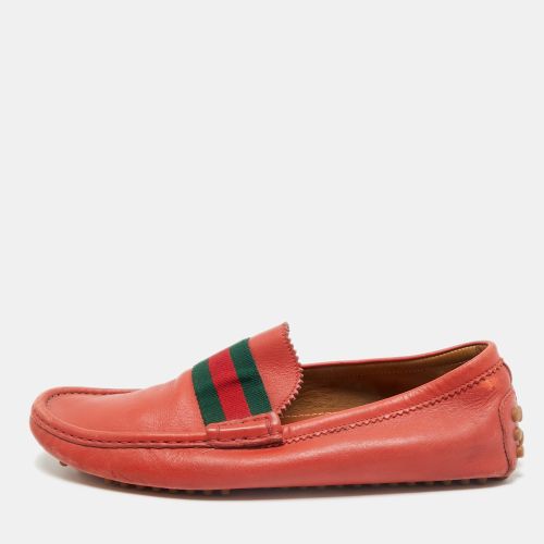 Gucci Red Leather Web Slip On Loafers Size 42 - Gucci - Modalova