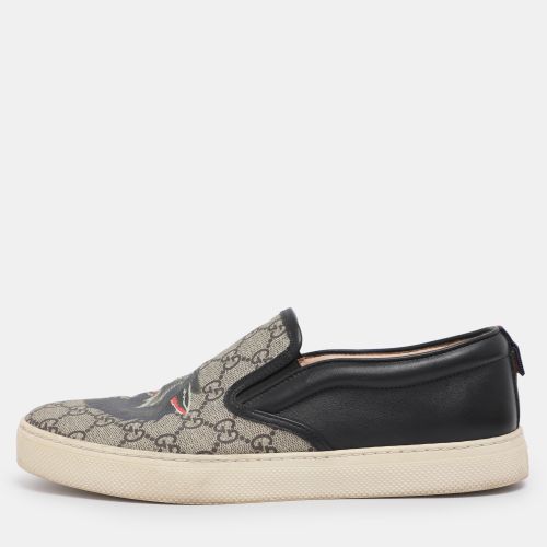 Gucci Beige/Black Tiger Print GG Supreme Canvas and Leather Slip On Sneakers Size 42.5 - Gucci - Modalova