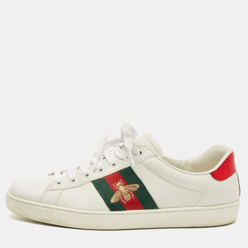 Gucci White Leather and Python Embossed Leather Web Ace Lace Up Sneakers Size 43 - Gucci - Modalova