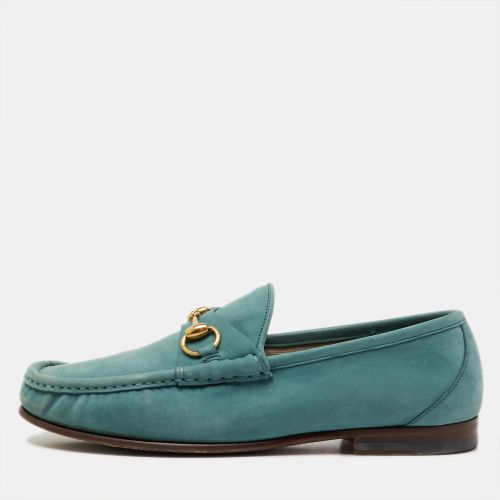 Gucci Sea Green Nubuck Leather 1953 Horsebit Slip On Loafers Size 41 - Gucci - Modalova