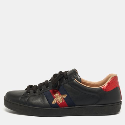 Ace Size 43 Python Embossed and Leather Web Low Top Sneakers - Gucci - Modalova