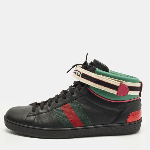 Ace Size 43 Leather and Python Embossed Stripe High Top Sneakers - Gucci - Modalova