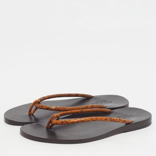 Size 40.5 Python Leather Thong Sandals - Gucci - Modalova
