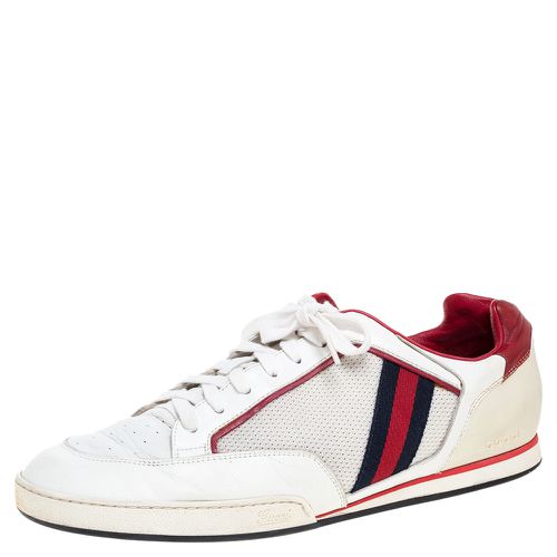 Gucci White Web Leather and Mesh Tennis 83 Lace Up Sneakers Size 45 - Gucci - Modalova