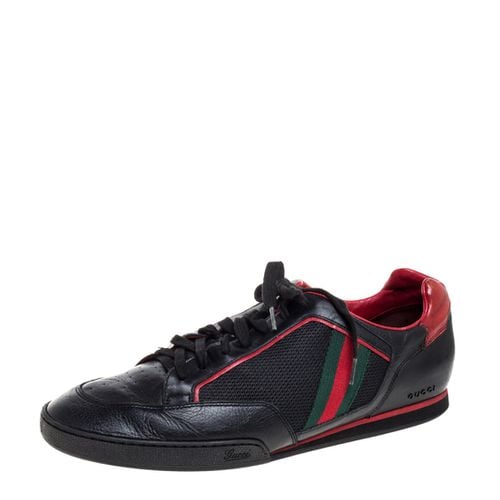 Gucci Black/Red Mesh Fabric and Leather Vintage Tennis Web Low Top Sneakers Size 45 - Gucci - Modalova