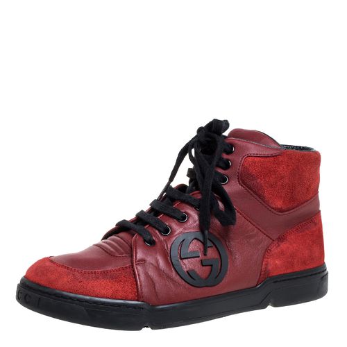 Gucci Red Leather And Suede High-Top Sneakers Size 40 - Gucci - Modalova