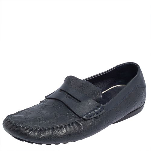 Gucci Dark Blue Leather Penny Slip On Loafers Size 44.5 - Gucci - Modalova