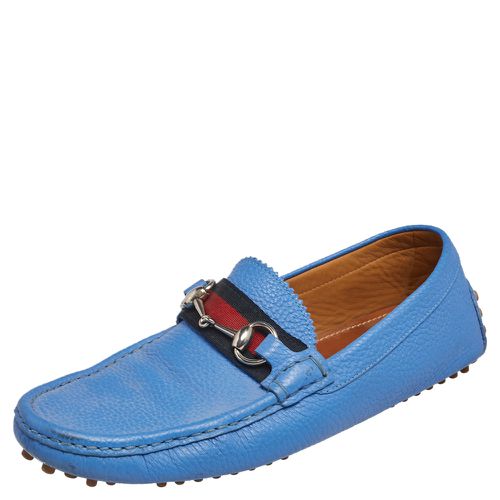 Gucci Blue Leather Horsbit Web Trim Loafers Size 40 - Gucci - Modalova