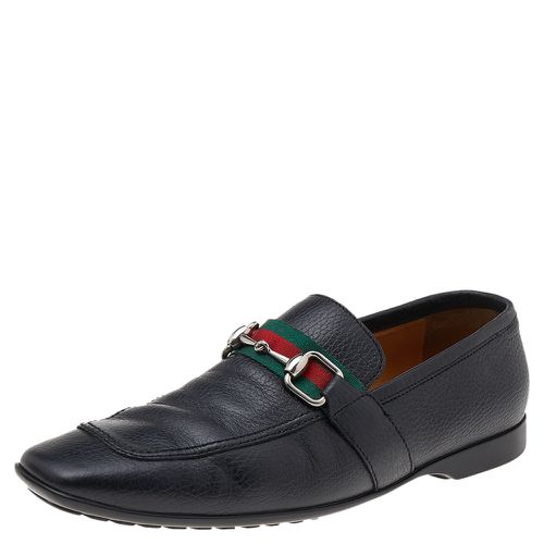 Leather Web Detail Loafers Size 40.5 - Gucci - Modalova