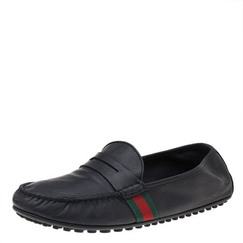 Leather Web Detail Slip on Loafers Size 43.5 - Gucci - Modalova