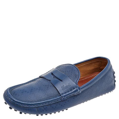 Gucci Blue Leather Slip On Loafers Size 40.5 - Gucci - Modalova