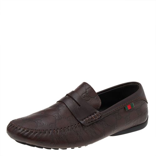 Gucci Brown Guccissima Leather Slip On Penny Loafers Size 40.5 - Gucci - Modalova