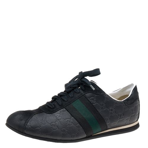 Ssima Leather And Suede Web Detail Low Top Sneakers Size 42 - Gucci - Modalova