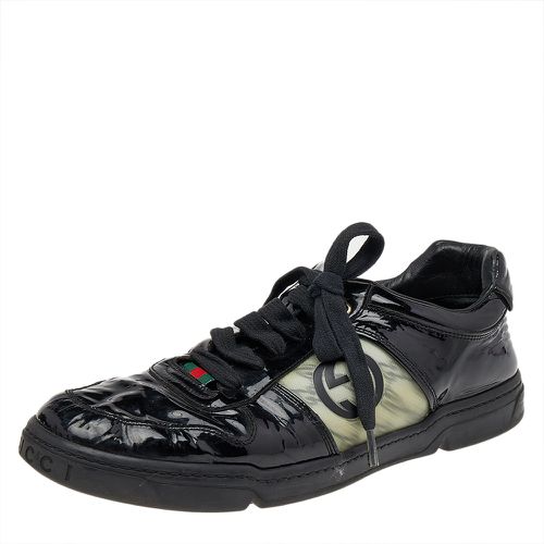 Gucci Black Patent Leather GG Low Top Sneakers Size 43.5 - Gucci - Modalova