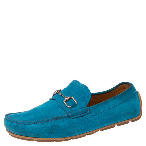 Gucci Blue Suede Horsebit Loafers Size 42.5 - Gucci - Modalova