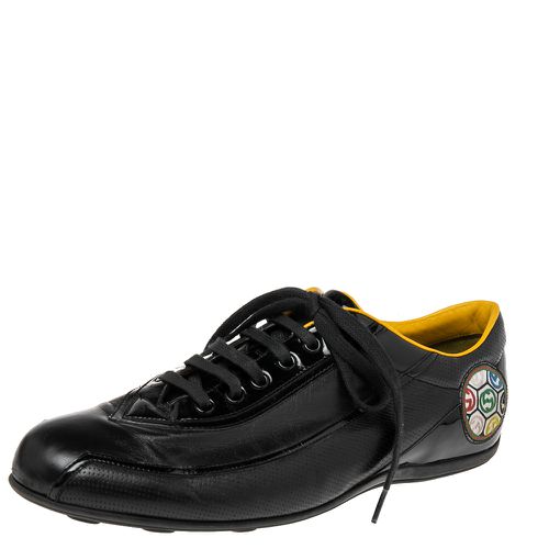 Gucci Black Leather And Patent Low Top Sneakers Size 42.5 - Gucci - Modalova