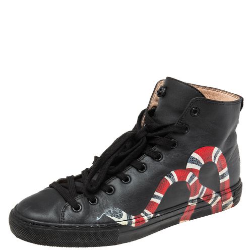 Gucci Black Leather Kingsnake High Top Sneakers Size 39 - Gucci - Modalova