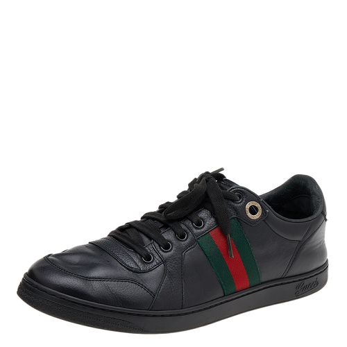 Leather Web Low Top Sneakers Size 42 - Gucci - Modalova