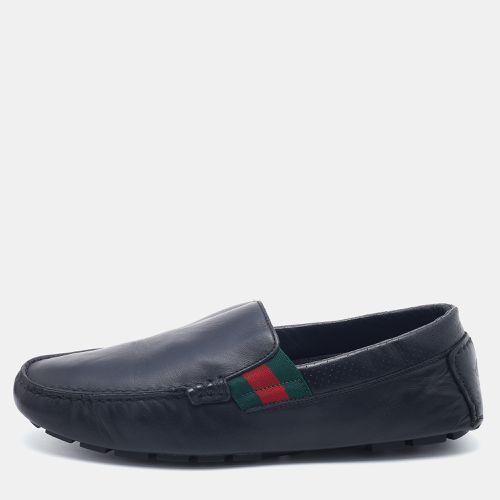 Gucci Black Leather Web Slip On Loafers Size 41.5 - Gucci - Modalova