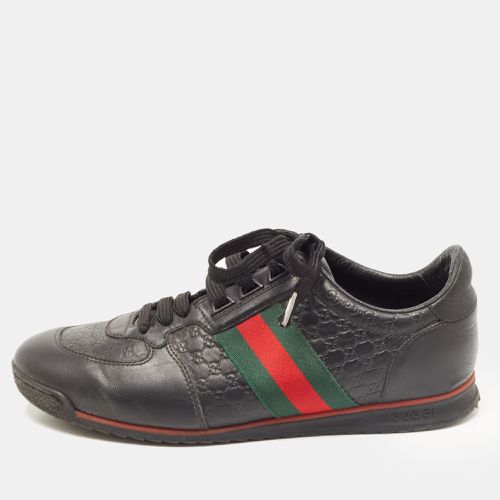 Gucci Black Microguccissima Leather Web Low Top Sneakers Size 40.5 - Gucci - Modalova