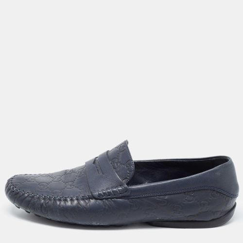 Gucci Navy Blue Leather Penny Slip On Loafers Size 42.5 - Gucci - Modalova