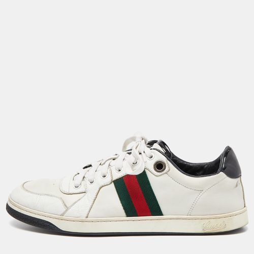 Gucci White/Black Leather Ace Web Detail Low Top Sneakers Size 43 - Gucci - Modalova