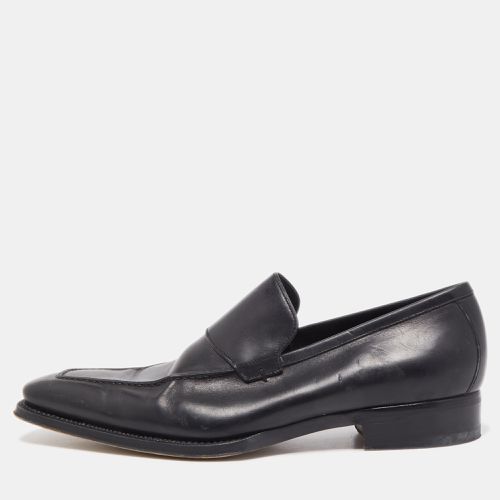 Gucci Black Leather Web Penny Loafers Size 41.5 - Gucci - Modalova