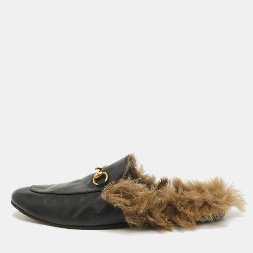 Gucci Princetown Black Leather and Fur Mules Size 44.5 - Gucci - Modalova