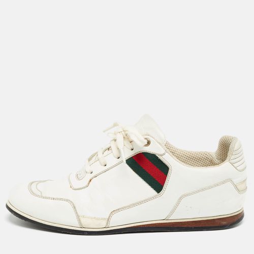 Gucci White Leather Web Detail Low Top Sneakers Size 41 - Gucci - Modalova