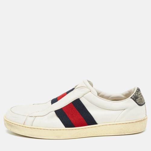 Gucci White Leather Web Ace Slip On Sneakers Size 40.5 - Gucci - Modalova