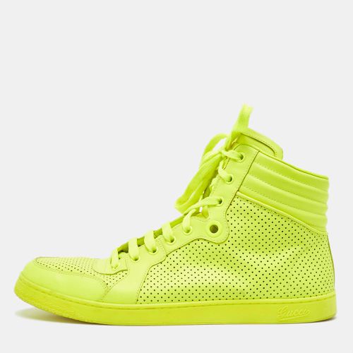 Gucci Neon Green Perforated Leather Lace Up High Top Sneakers Size 43 - Gucci - Modalova