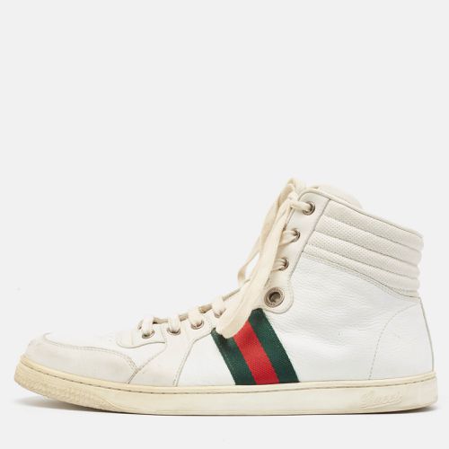 Gucci White Leather Web Detail High Top Sneakers Size 43 - Gucci - Modalova