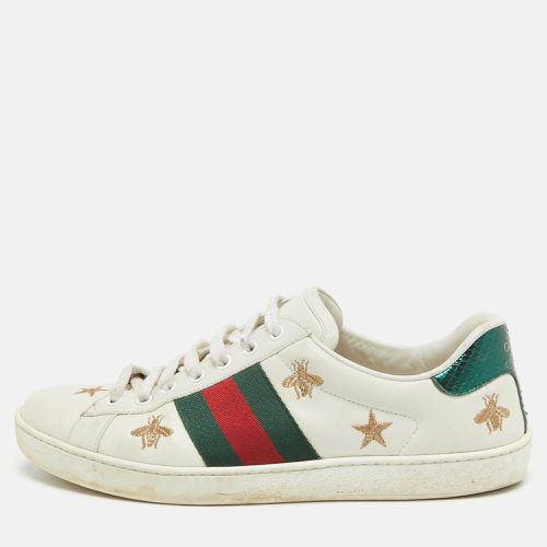 Gucci White Leather Ace Web Bee Embroidered Low Top Sneakers Size 41 - Gucci - Modalova