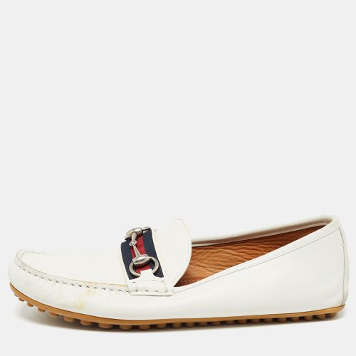 Gucci White Leather Web Horsebit Loafers Size 41 - Gucci - Modalova