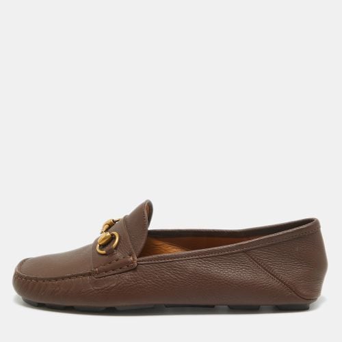 Gucci Brown Leather Horsebit Slip On Loafers Size 42 - Gucci - Modalova