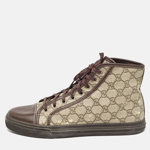 Gucci Beige/Brown GG Supreme Canvas and Leather High Top Sneakers Size 42 - Gucci - Modalova