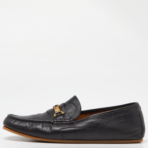 Gucci Black Leather Interlocking Logo Slip On Loafers Size 41.5 - Gucci - Modalova