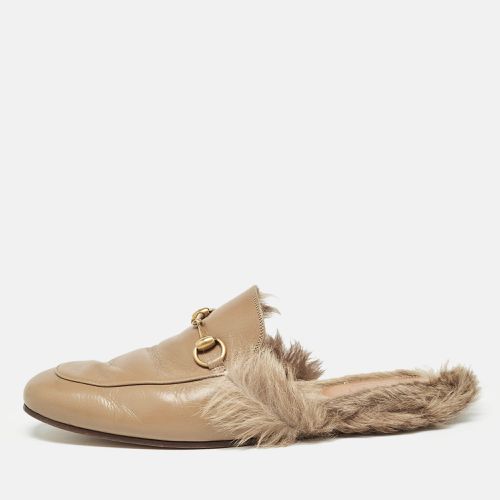 Gucci Beige Leather and Fur Princetown Flat Mules Size 44 - Gucci - Modalova